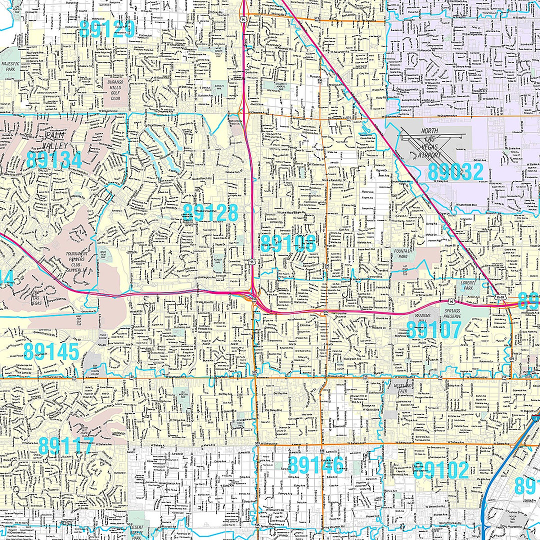 Premium Style Wall Map of Las Vegas NV.