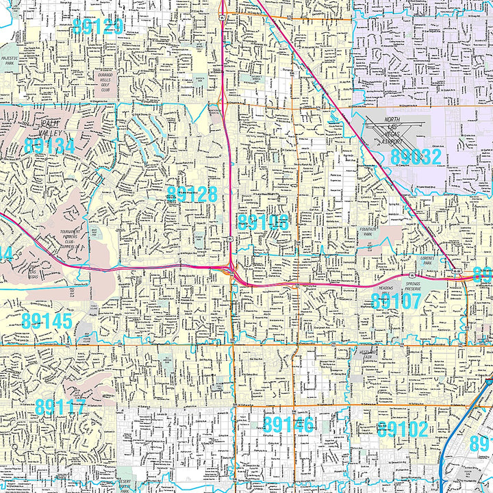 Premium Style Wall Map of Las Vegas NV.