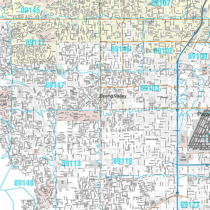 Premium Style Wall Map of Las Vegas NV.