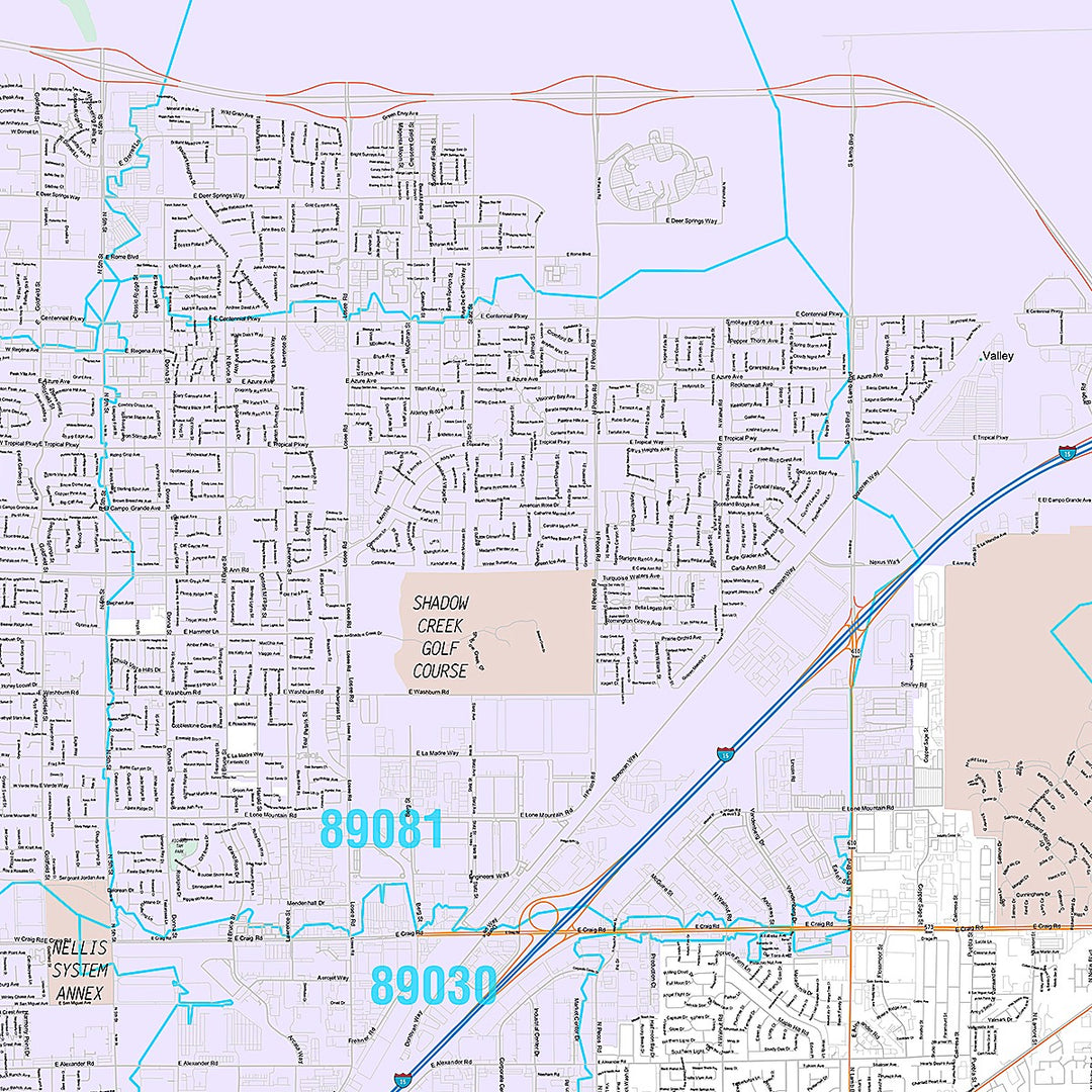 Premium Style Wall Map of North Las Vegas NV.
