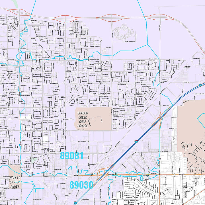 Premium Style Wall Map of North Las Vegas NV.