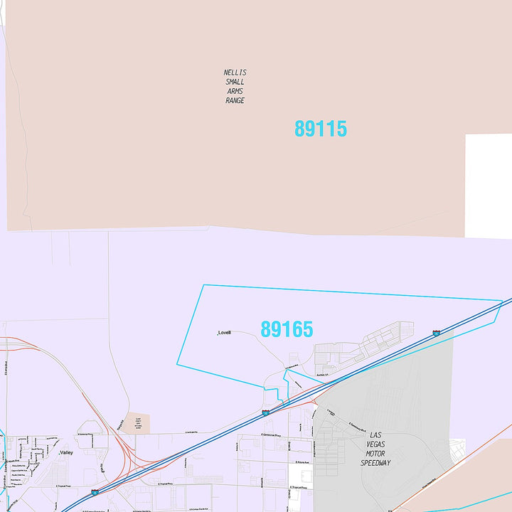 Premium Style Wall Map of North Las Vegas NV.