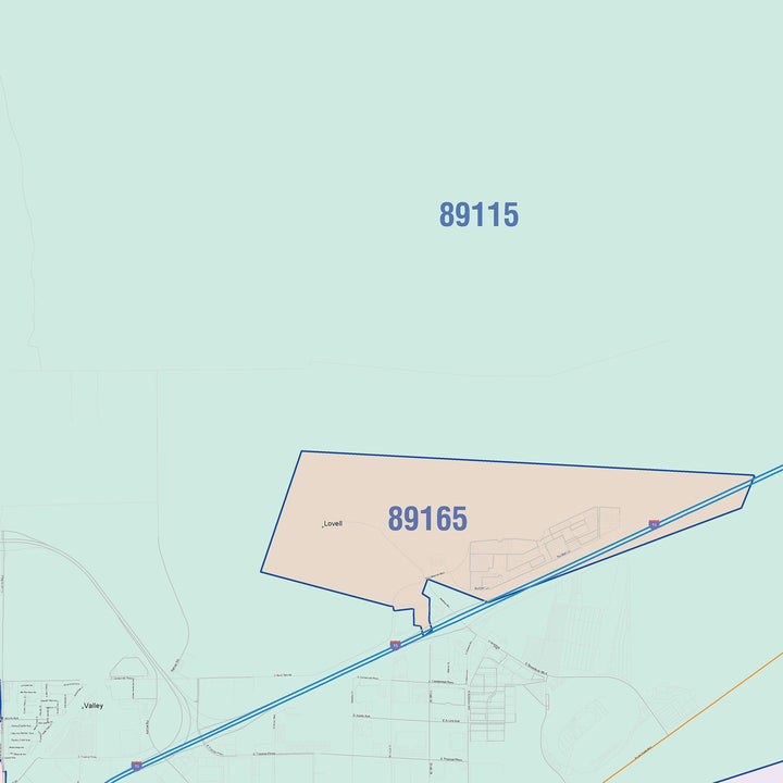 Color Cast Zip Code Style Wall Map of North Las Vegas, NV