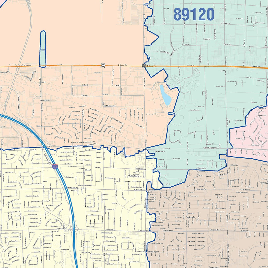 Color Cast Zip Code Style Wall Map of Paradise, NV