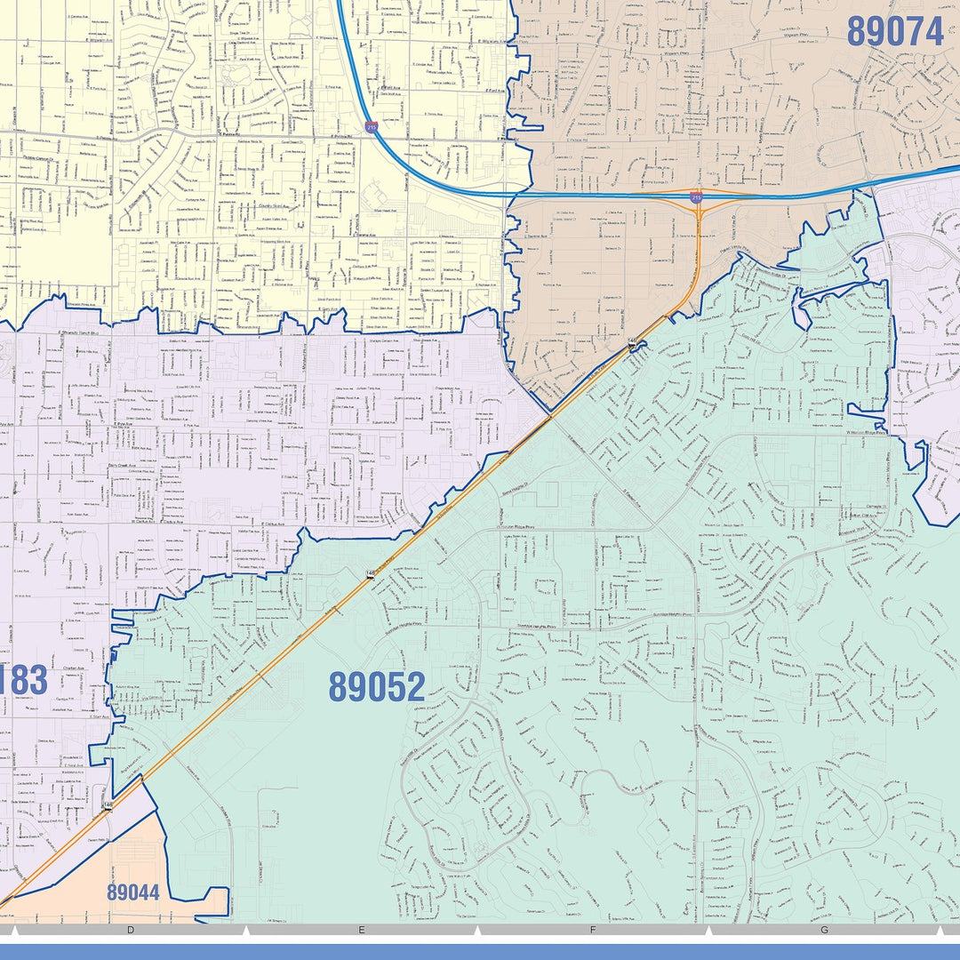 Color Cast Zip Code Style Wall Map of Paradise, NV