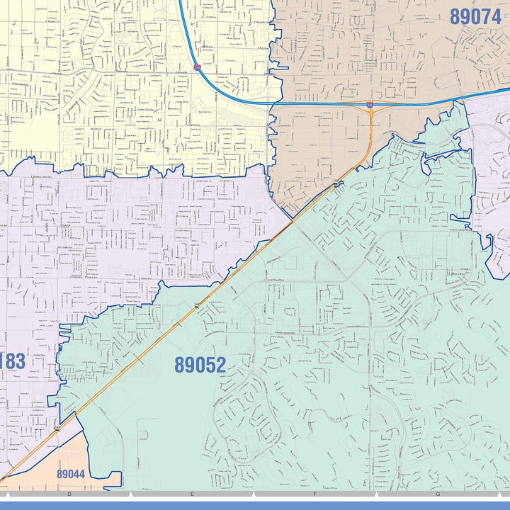Color Cast Zip Code Style Wall Map of Paradise, NV
