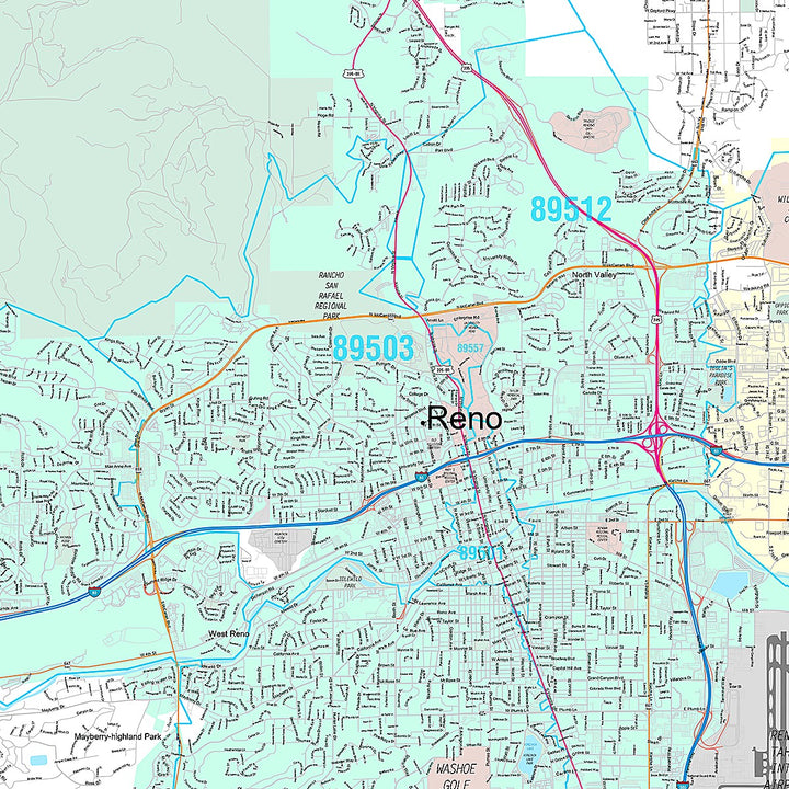 Premium Style Wall Map of Reno NV.