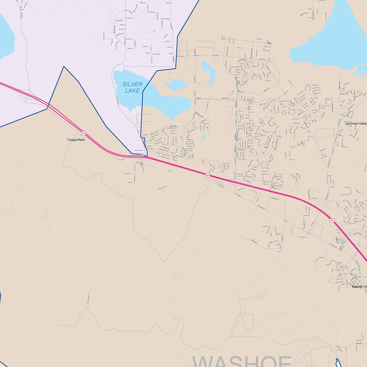 Color Cast Zip Code Style Wall Map of Reno, NV
