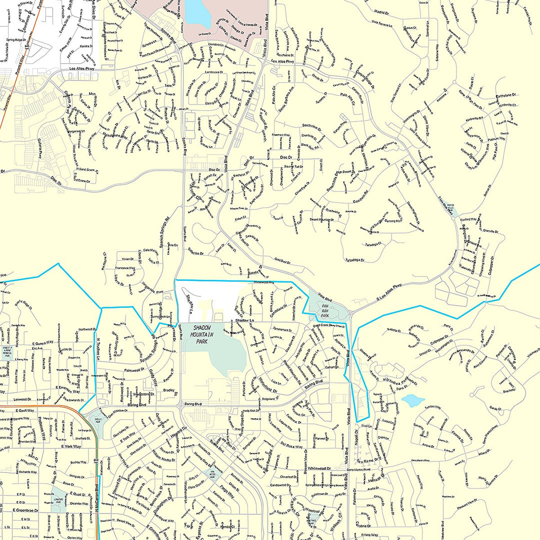 Premium Style Wall Map of Sparks, NV