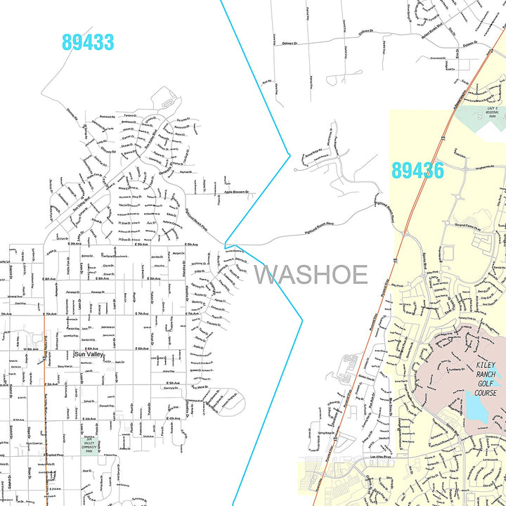 Premium Style Wall Map of Sparks, NV