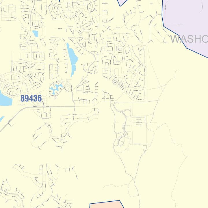 Color Cast Zip Code Style Wall Map of Sparks, NV