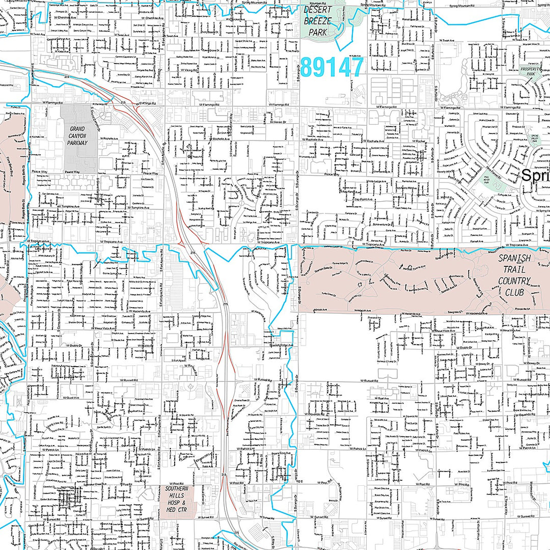 Premium Style Wall Map of North Spring Valley NV.
