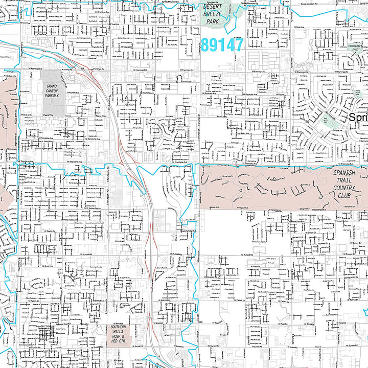 Premium Style Wall Map of North Spring Valley NV.