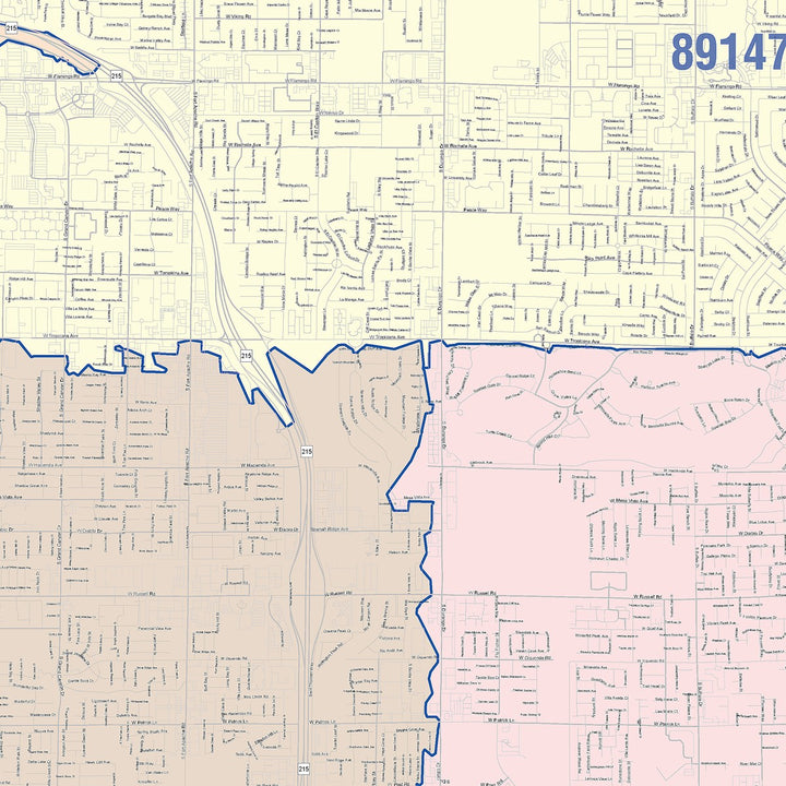 Color Cast Zip Code Style Wall Map of Spring Valley, NV