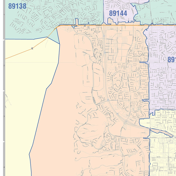 Color Cast Zip Code Style Wall Map of Spring Valley, NV