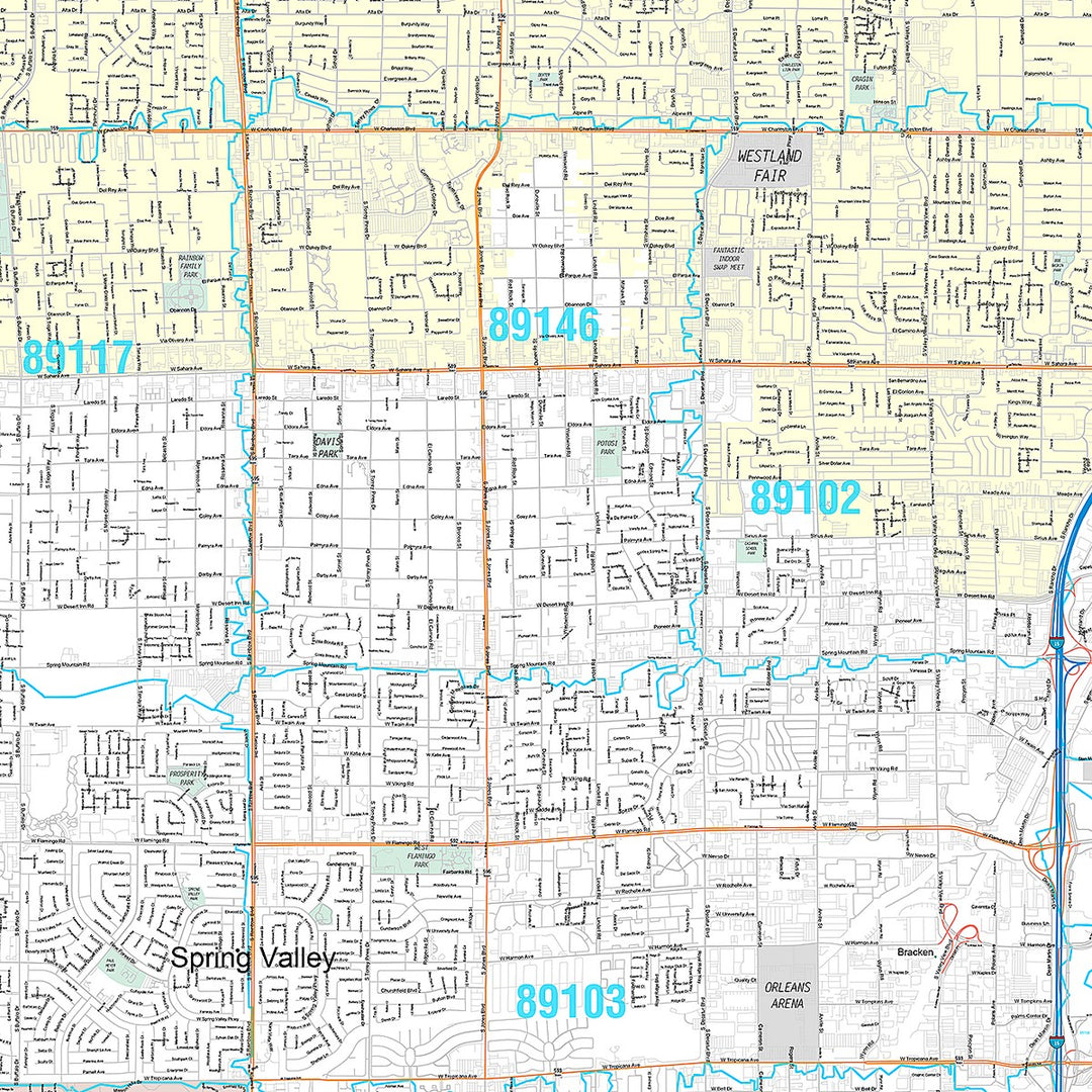 Premium Style Wall Map of North Spring Valley NV.