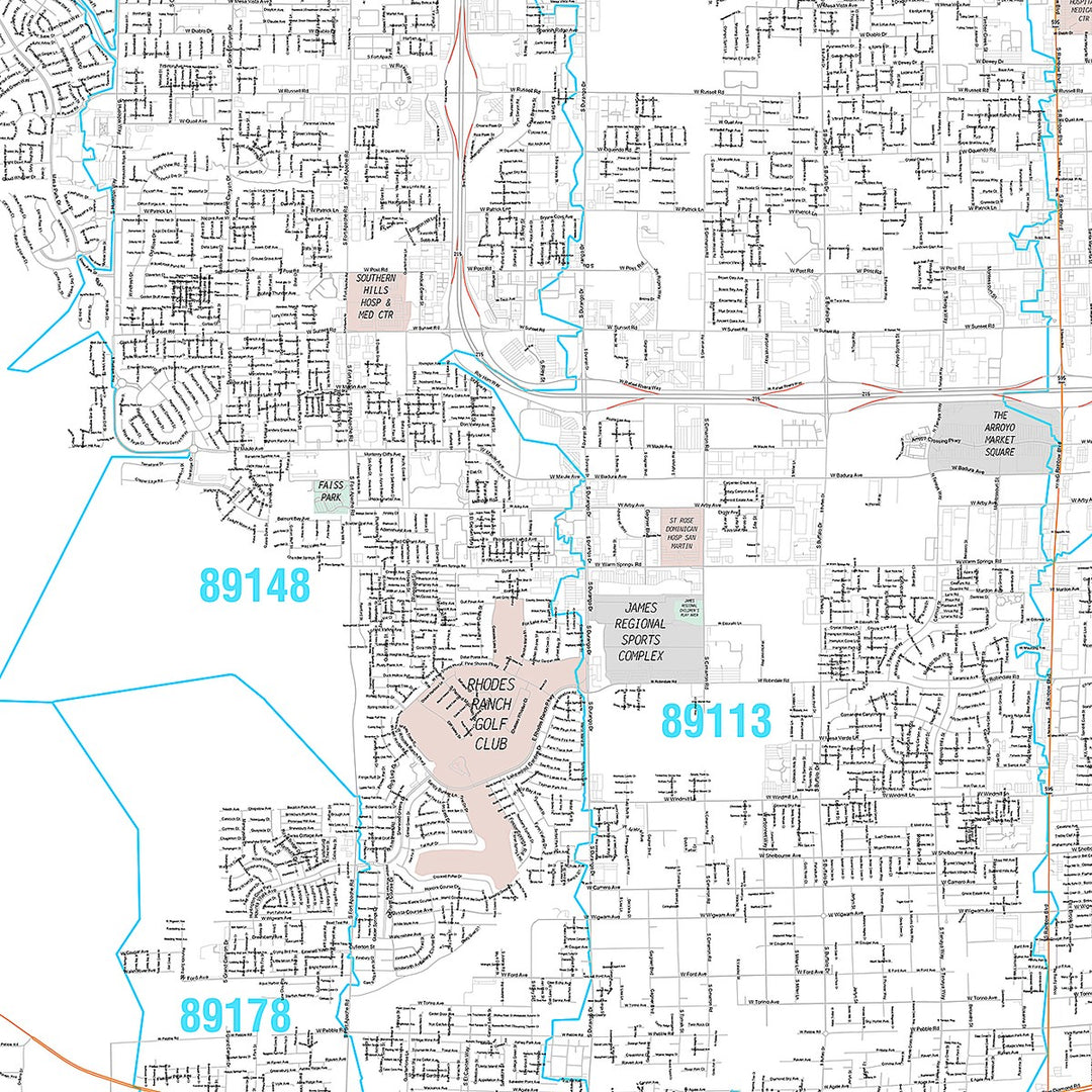 Premium Style Wall Map of North Spring Valley NV.