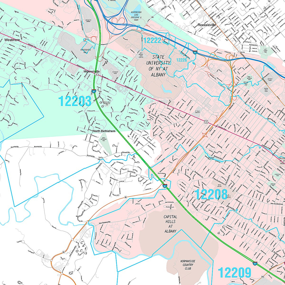Premium Style Wall Map of Albany, NY