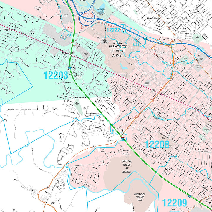 Premium Style Wall Map of Albany, NY