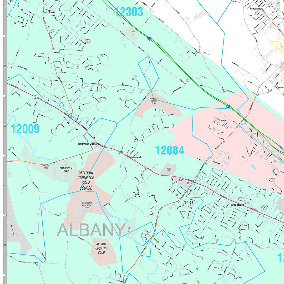 Premium Style Wall Map of Albany, NY
