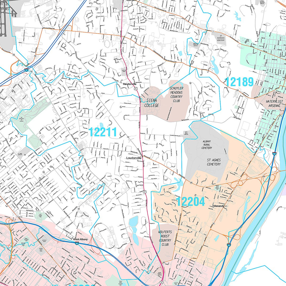Premium Style Wall Map of Albany, NY