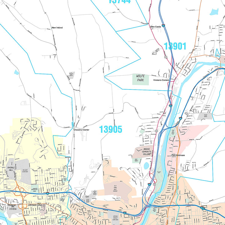 Premium Style Wall Map of Binghamton, NY