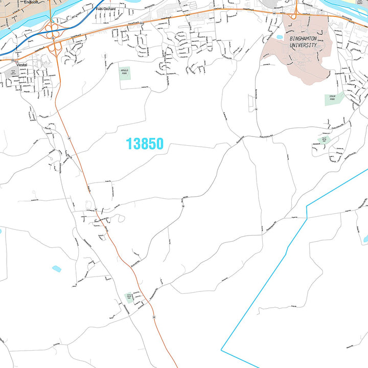 Premium Style Wall Map of Binghamton, NY
