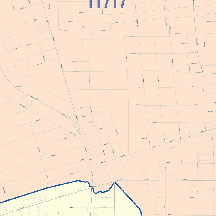 Color Cast Zip Code Style Wall Map of Brentwood, NY