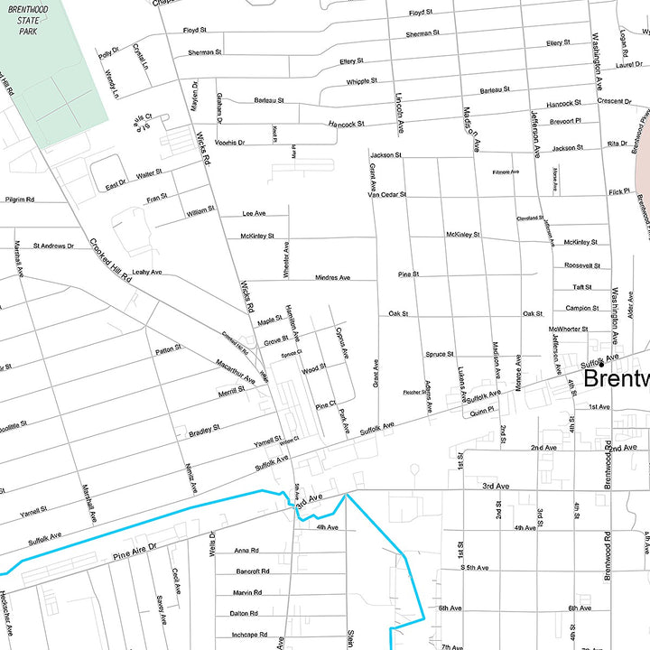 Premium Style Wall Map of Brentwood, NY
