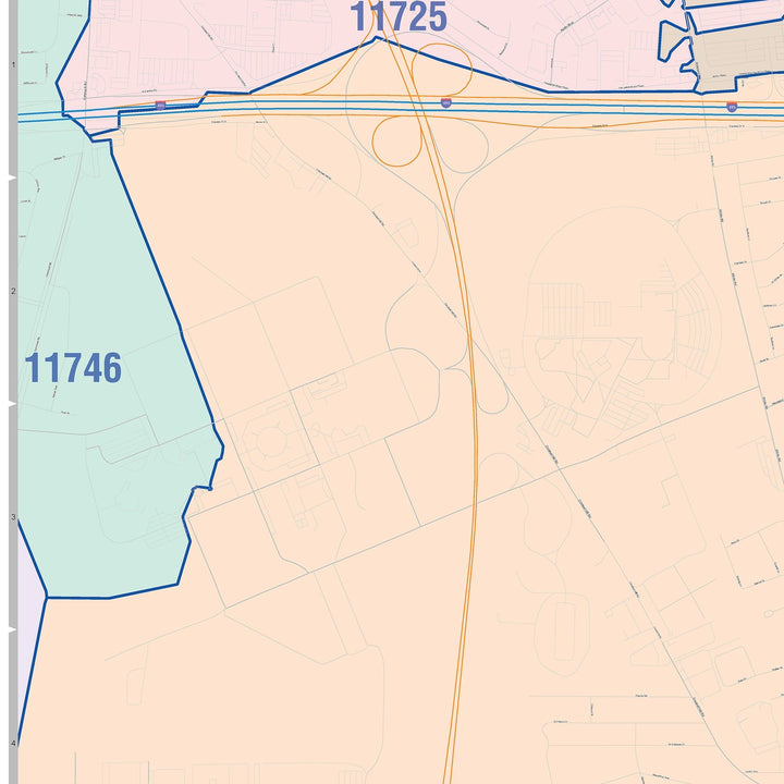 Color Cast Zip Code Style Wall Map of Brentwood, NY
