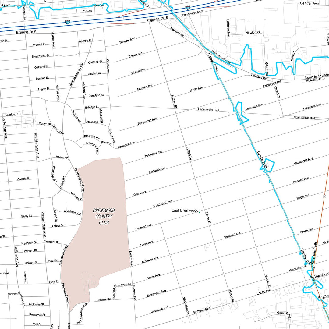 Premium Style Wall Map of Brentwood, NY