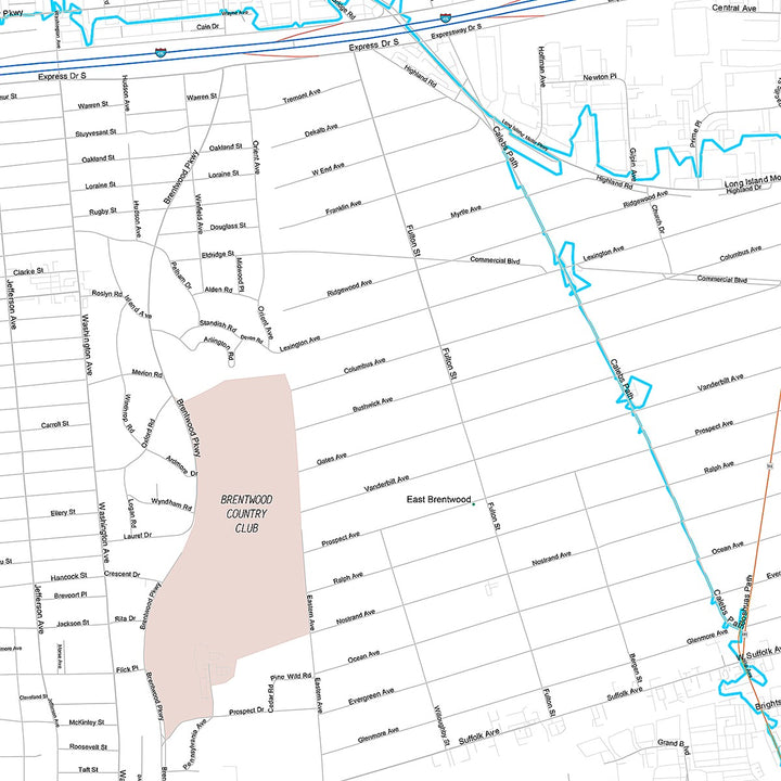Premium Style Wall Map of Brentwood, NY