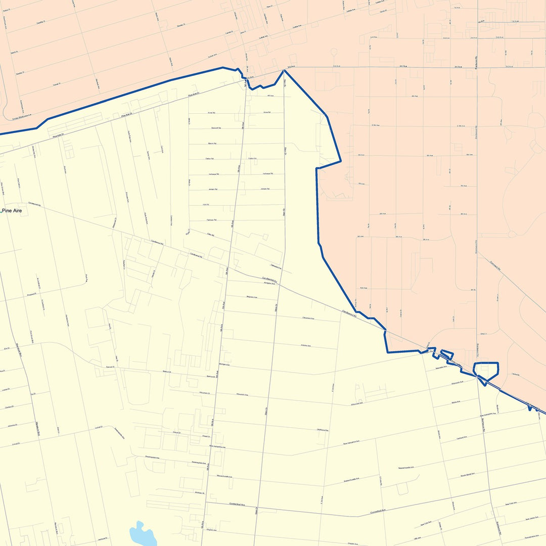 Color Cast Zip Code Style Wall Map of Brentwood, NY