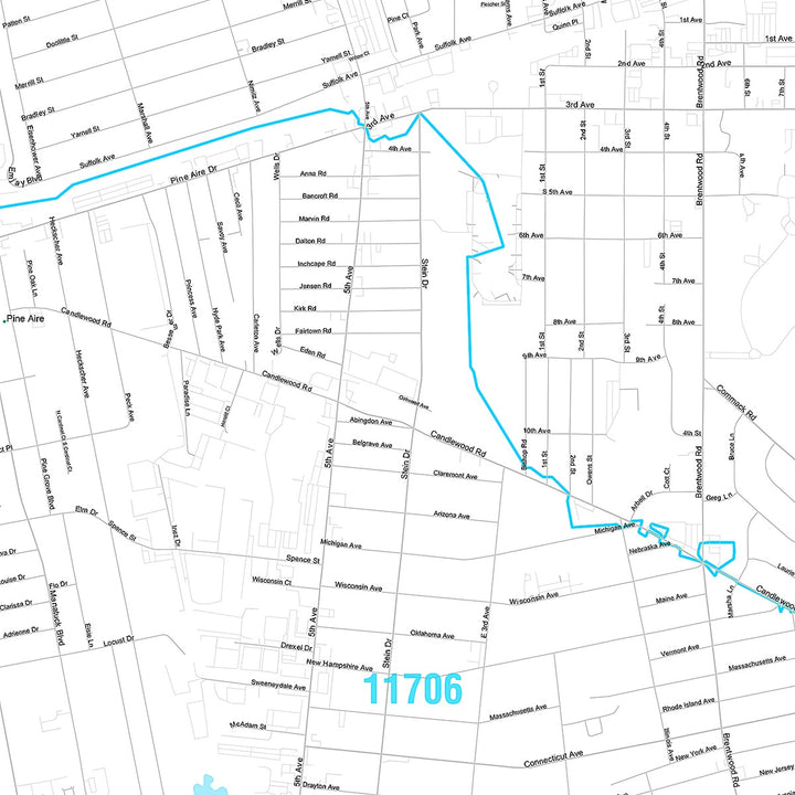 Premium Style Wall Map of Brentwood, NY