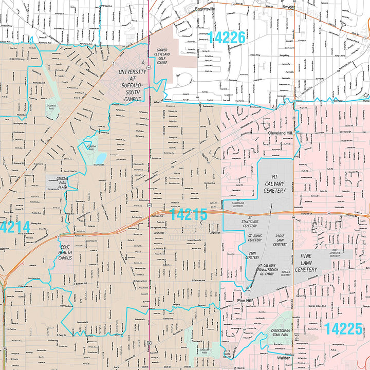 Premium Style Wall Map of Buffalo NY