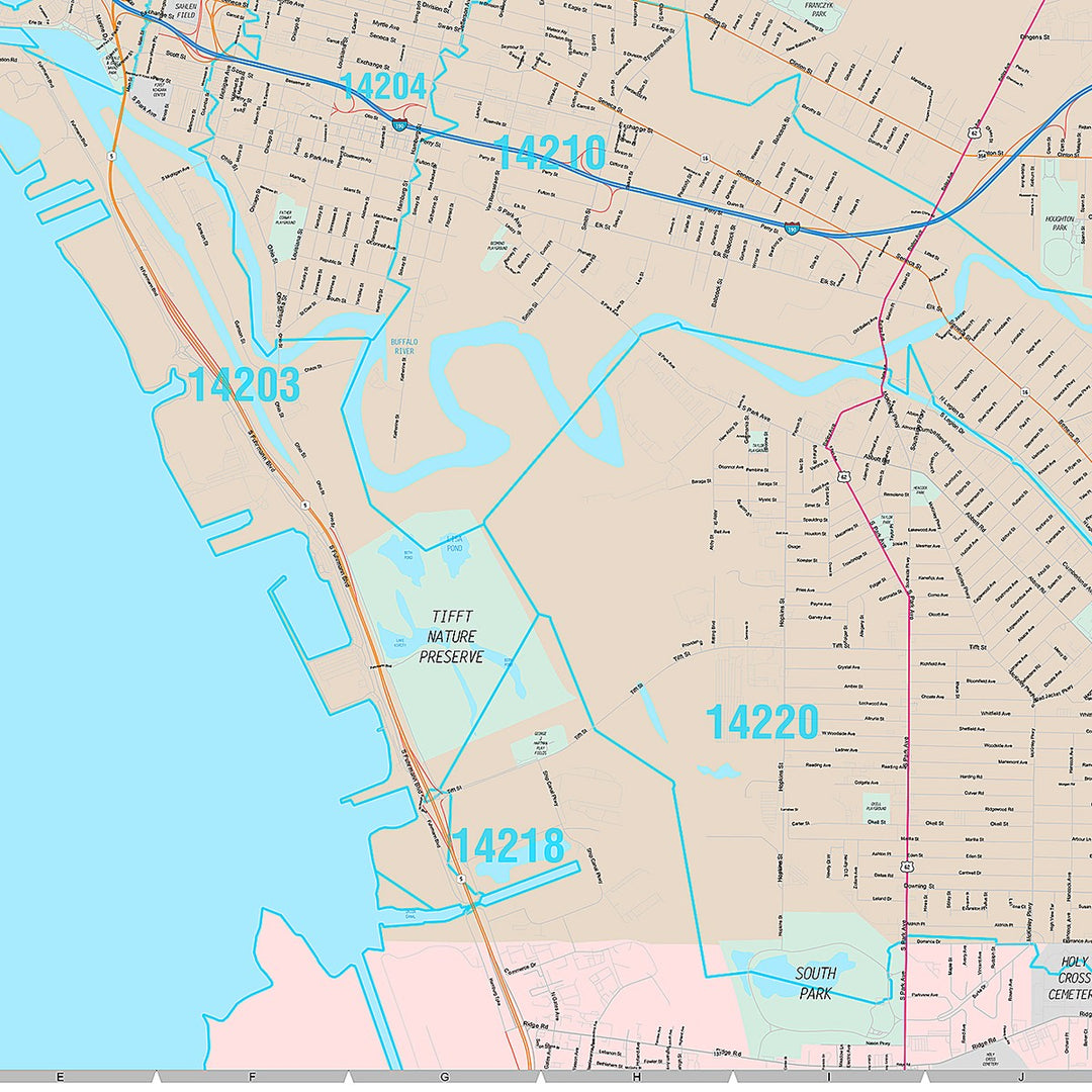 Premium Style Wall Map of Buffalo NY