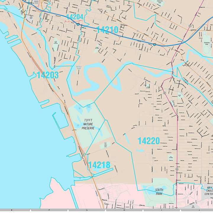 Premium Style Wall Map of Buffalo NY