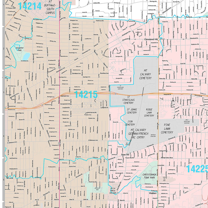 Premium Style Wall Map of Cheektowaga, NY