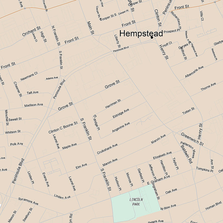 Premium Style Wall Map of Hempstead, NY