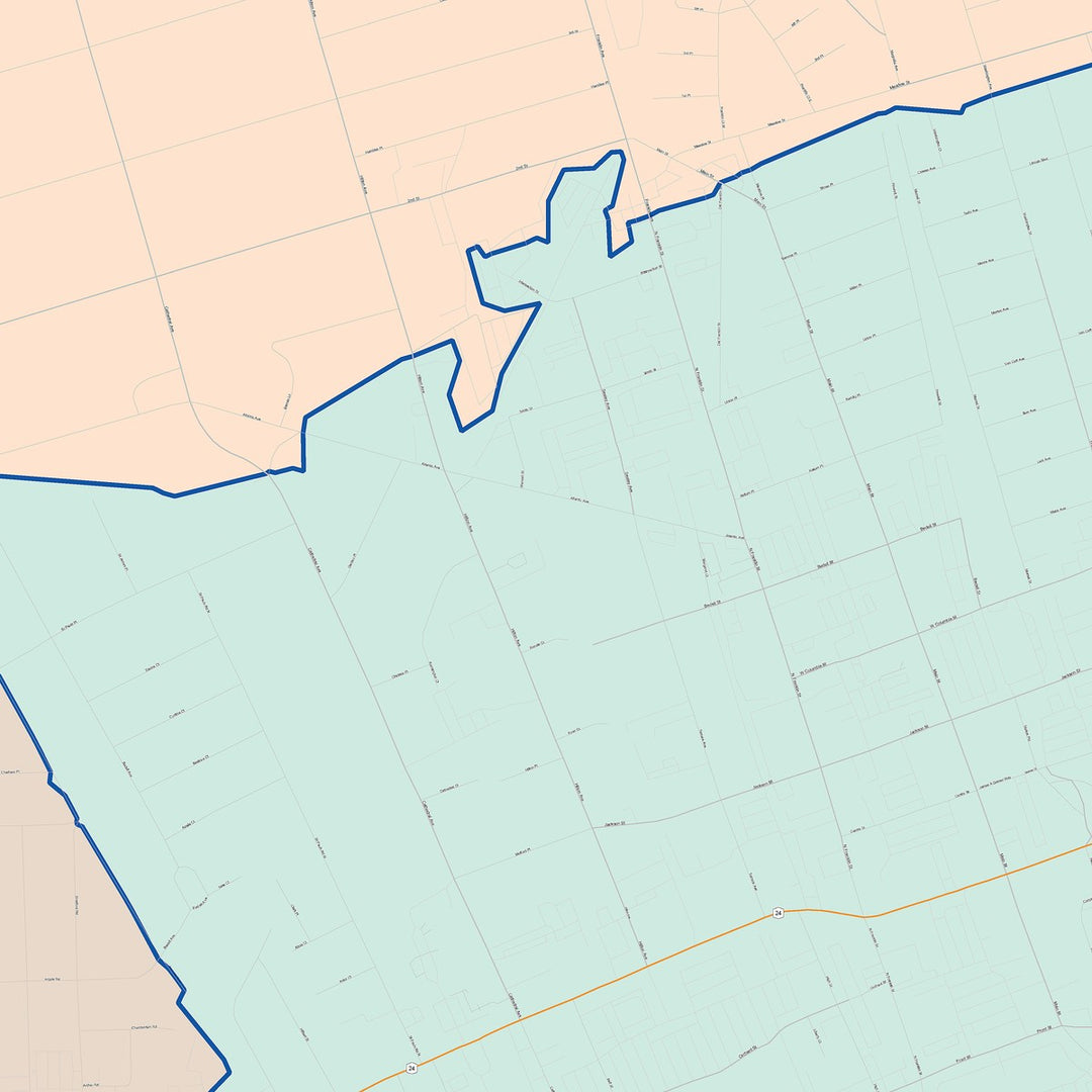 Color Cast Zip Code Style Wall Map of Hempstead, NY