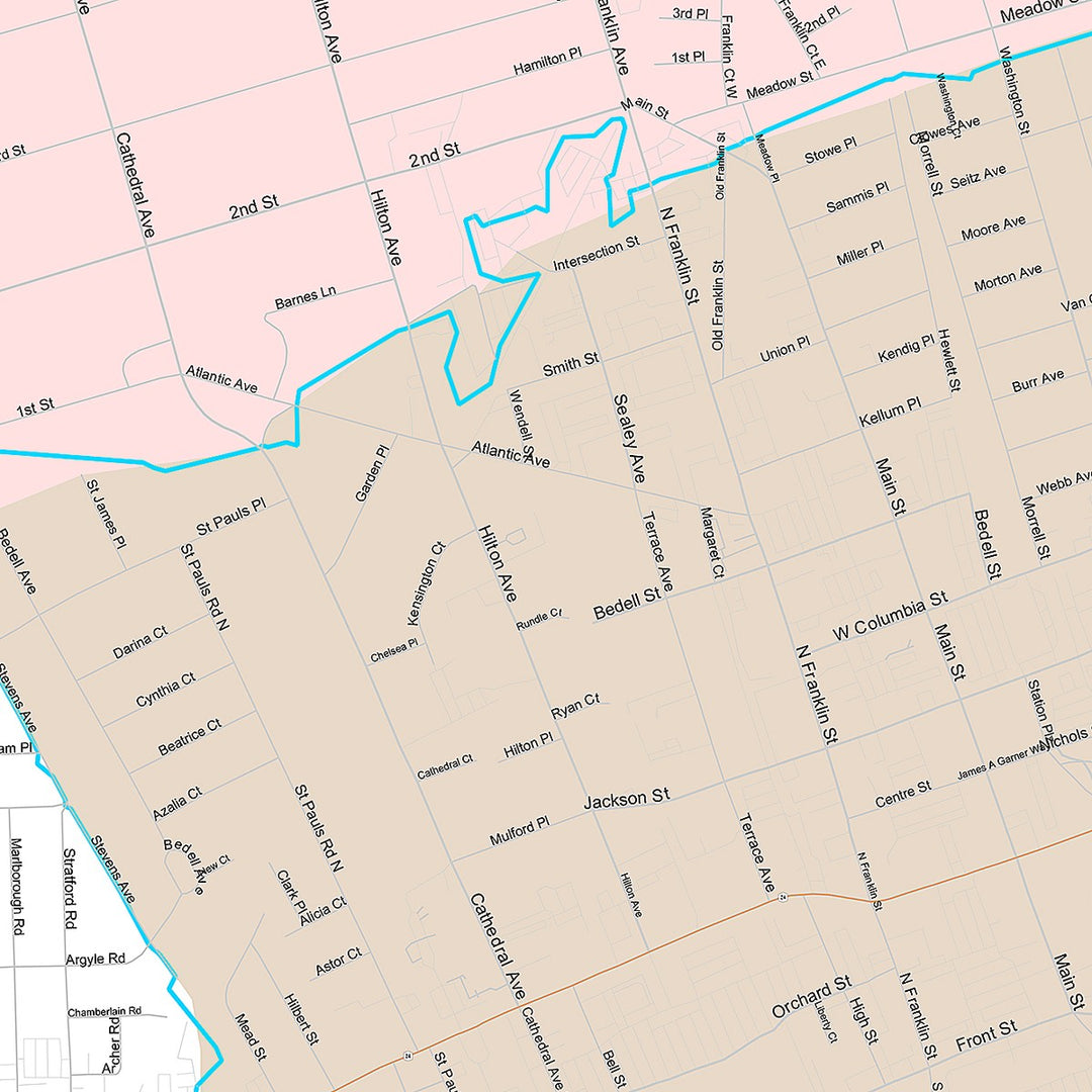 Premium Style Wall Map of Hempstead, NY