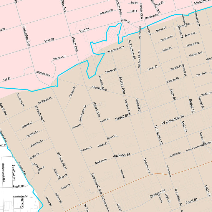 Premium Style Wall Map of Hempstead, NY