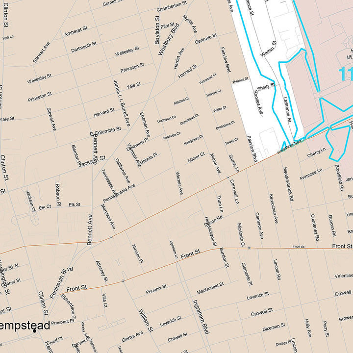 Premium Style Wall Map of Hempstead, NY
