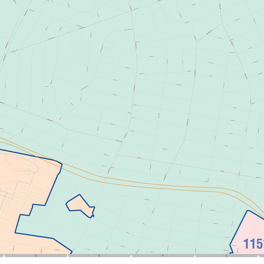 Color Cast Zip Code Style Wall Map of Hempstead, NY
