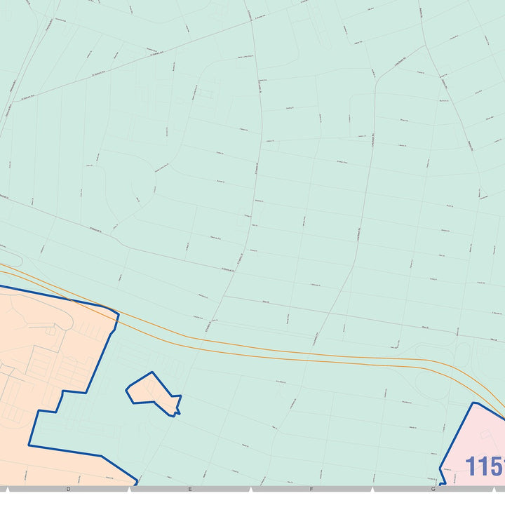 Color Cast Zip Code Style Wall Map of Hempstead, NY
