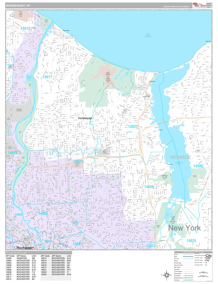 Premium Style Wall Map of Irondequoit, NY