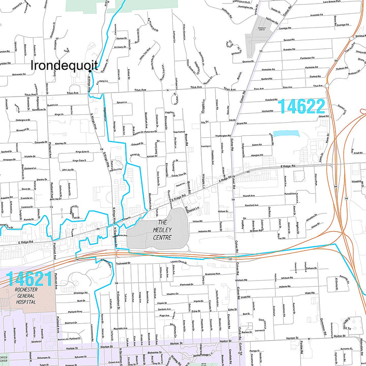 Premium Style Wall Map of Irondequoit, NY