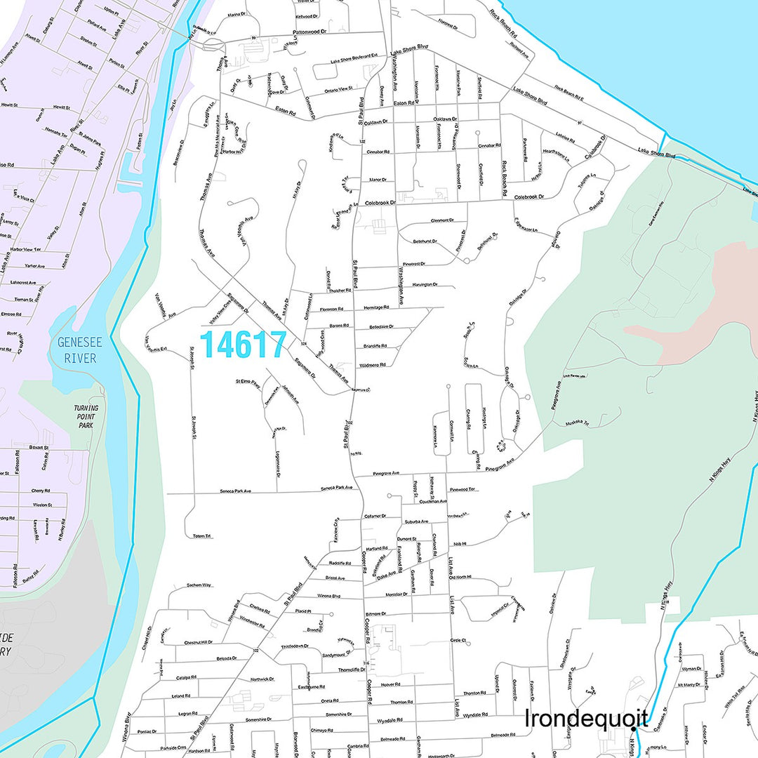 Premium Style Wall Map of Irondequoit, NY