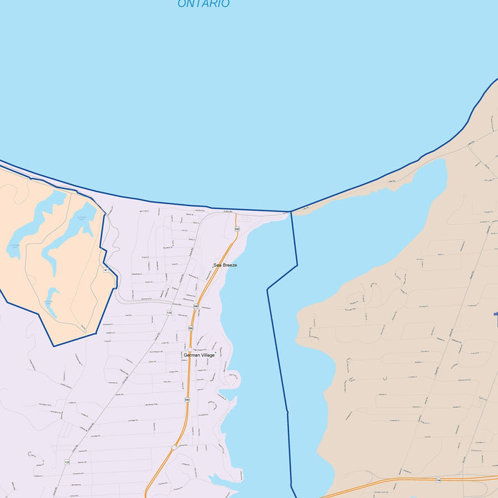 Color Cast Zip Code Style Wall Map of Irondequoit, NY