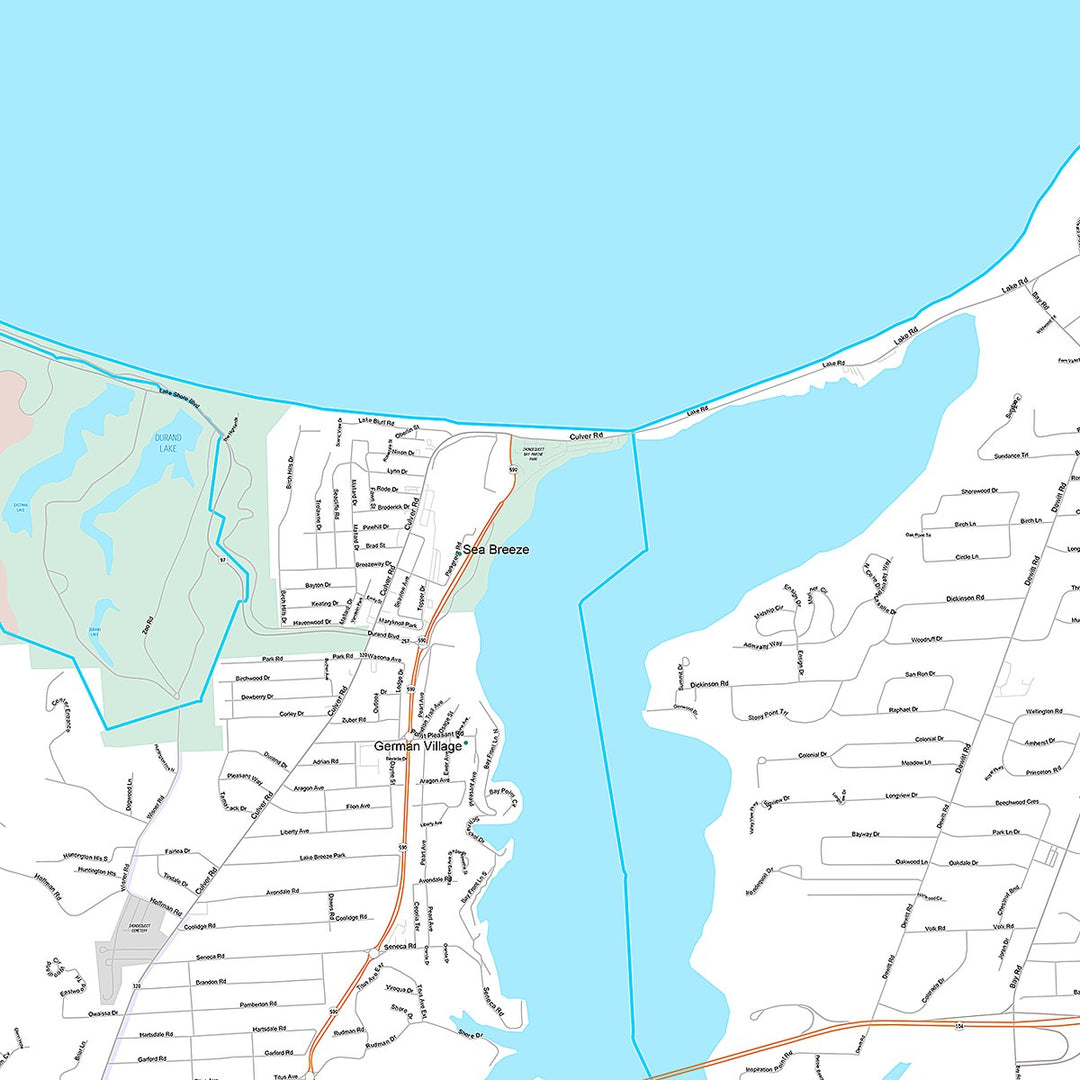 Premium Style Wall Map of Irondequoit, NY